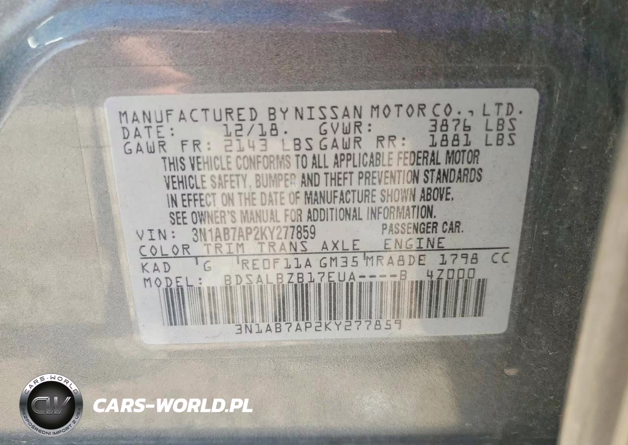 2019 Nissan Sentra S VIN:3N1AB7AP2KY277859 - 12