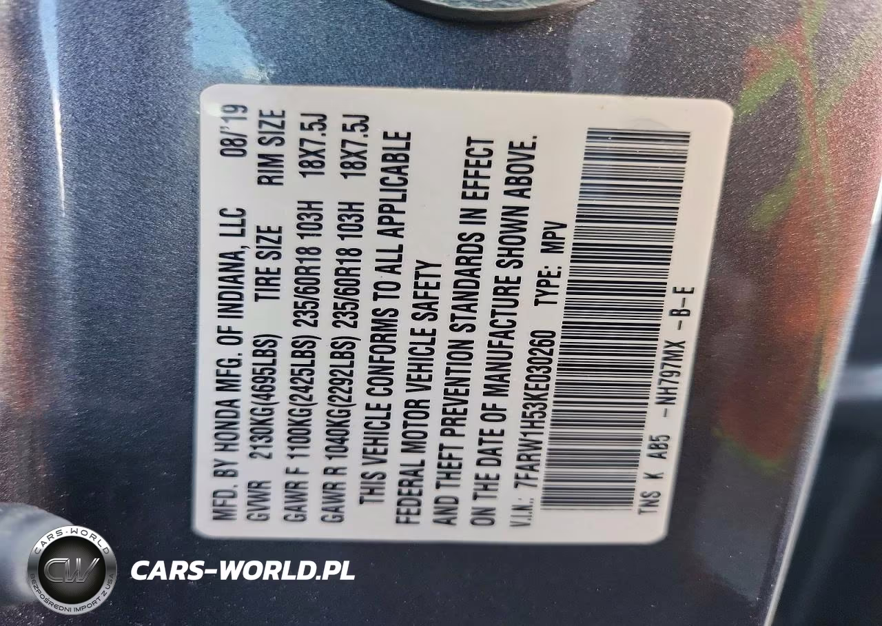 2019 Honda Cr-V Ex VIN:7FARW1H53KE030260 - 13