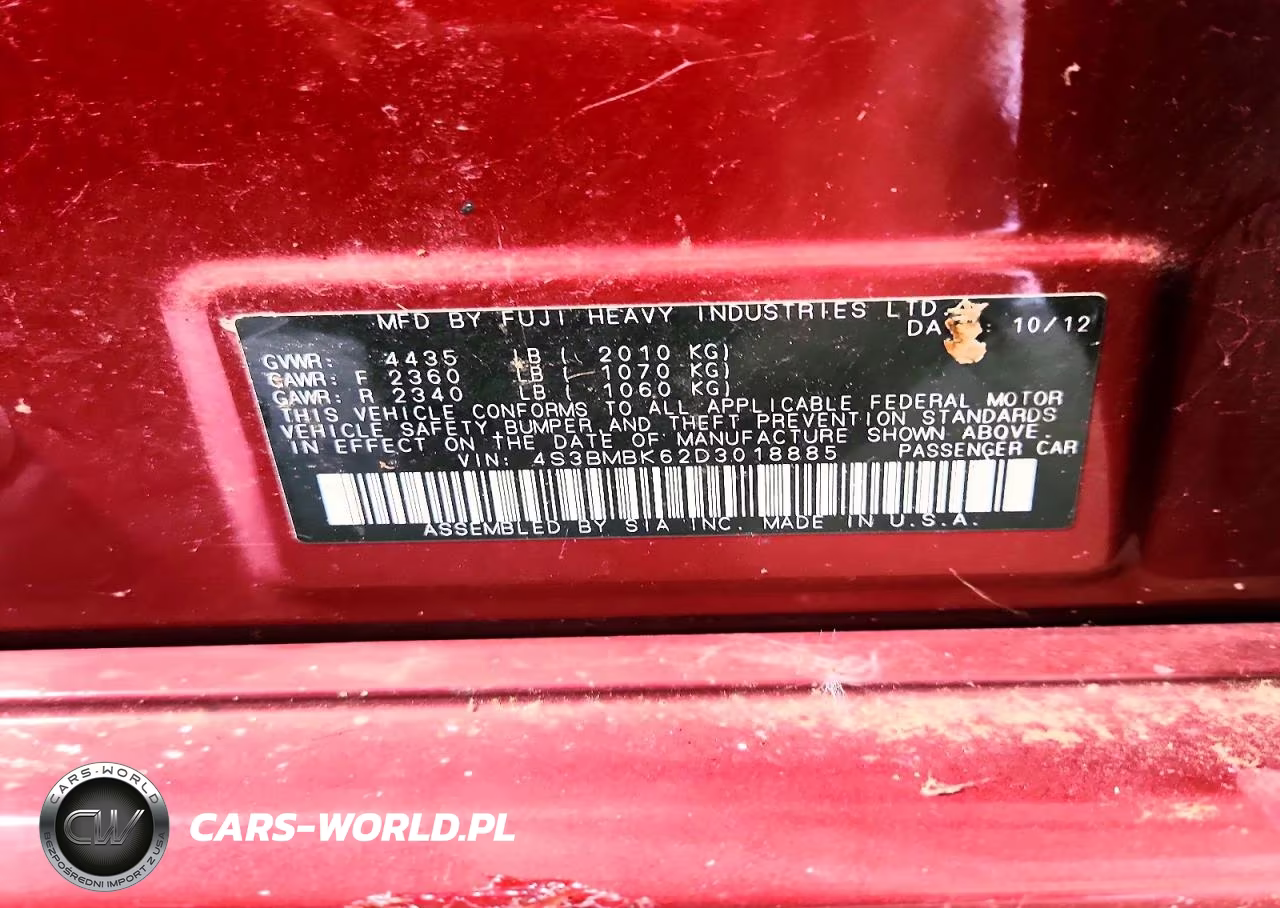 2013 Subaru Legacy 2.5I Limited VIN:4S3BMBK62D3018885 - 12