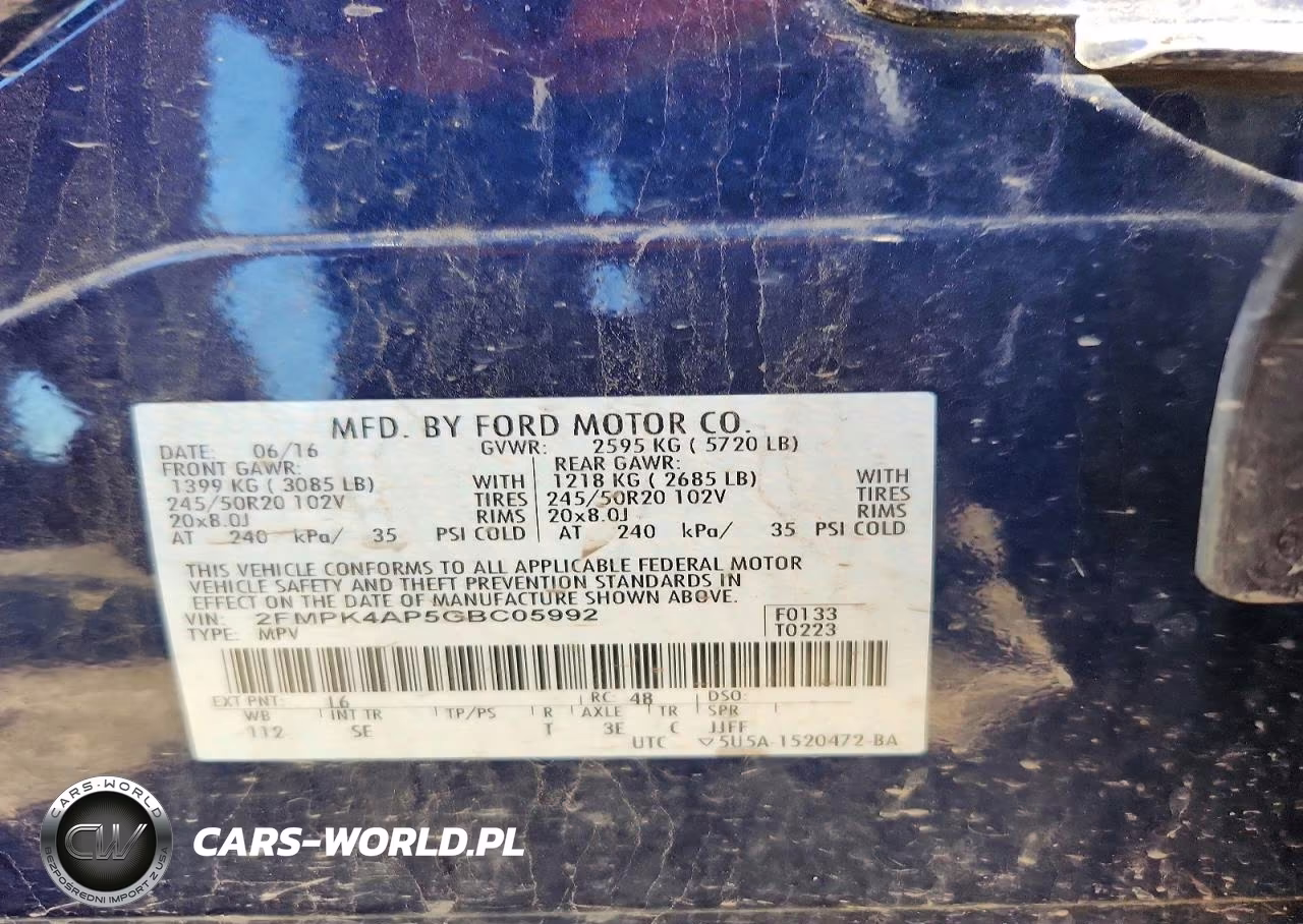 2016 Ford Edge Sport VIN:2FMPK4AP5GBC05992 - 13