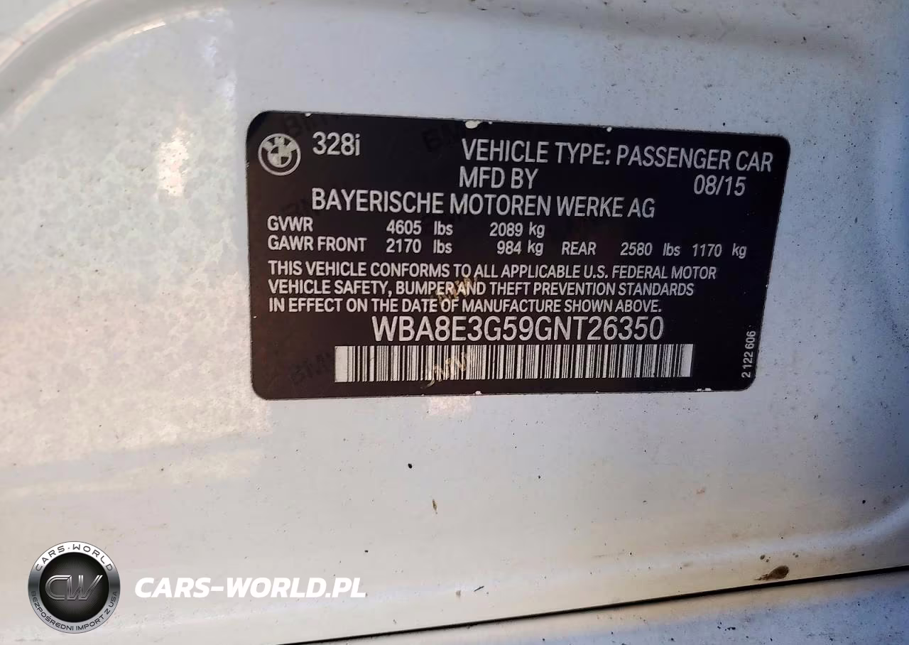 2016 BMW 328 Xi Sulev VIN:WBA8E3G59GNT26350 - 12