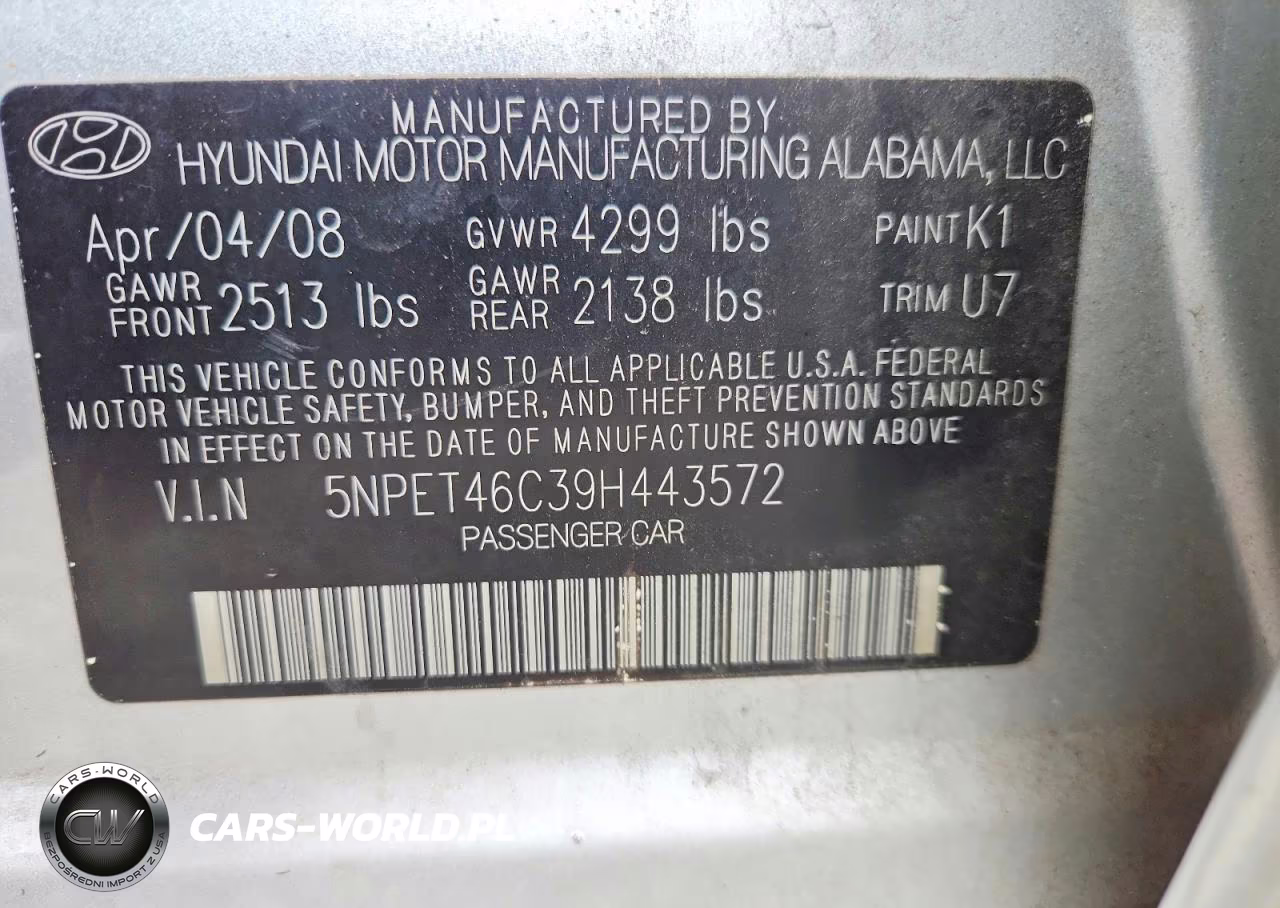 2009 Hyundai Sonata Gls VIN:5NPET46C39H443572 - 12
