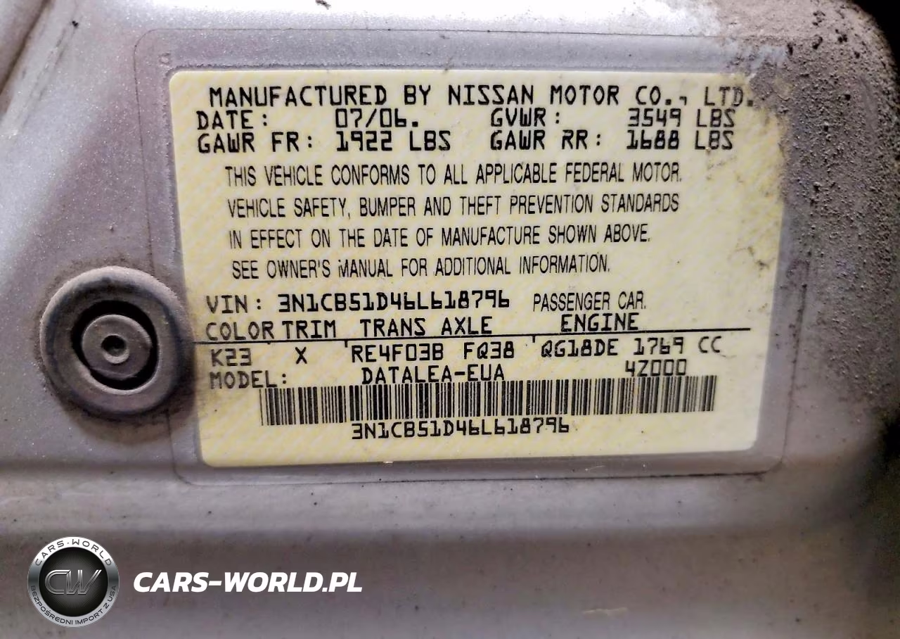 2006 Nissan Sentra 1.8 VIN:3N1CB51D46L618796 - 13