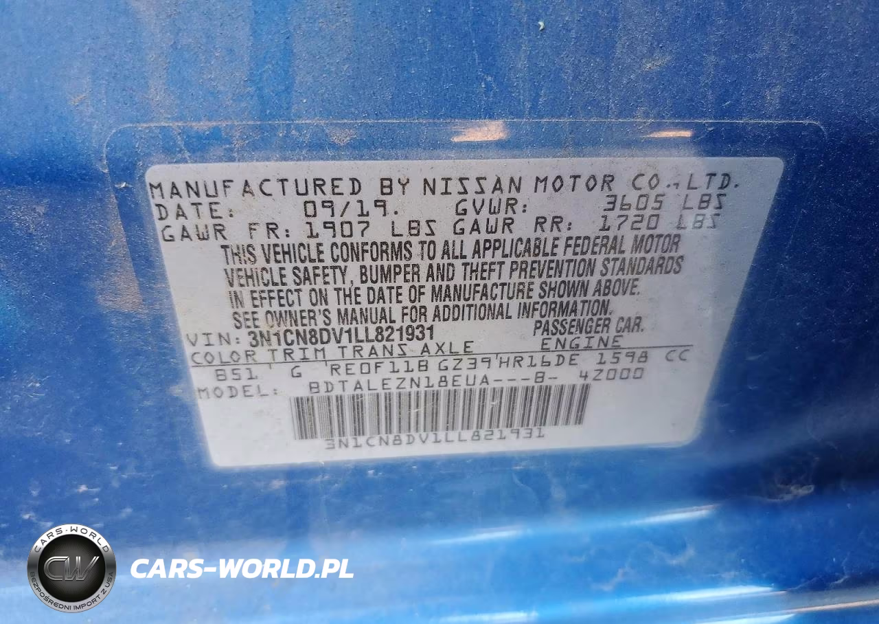 2020 Nissan Versa S VIN:3N1CN8DV1LL821931 - 12
