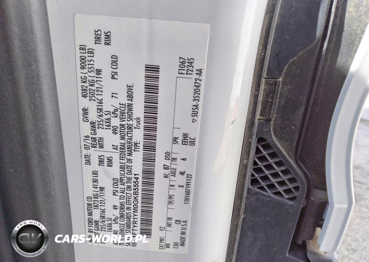 2016 Ford Transit T-250 VIN:1FTYR1YM0GKB55541 - 12