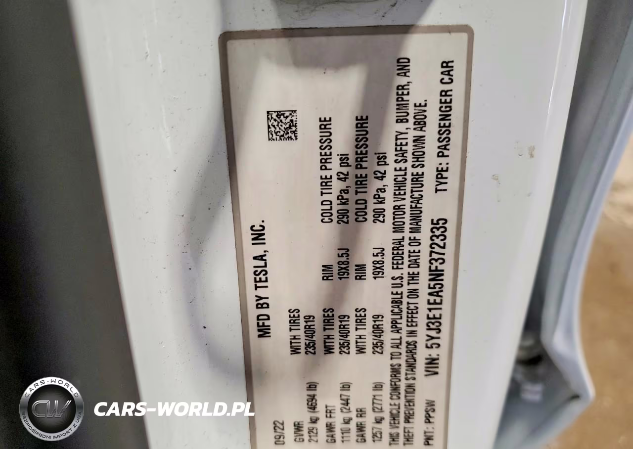 2022 Tesla Model 3 VIN:5YJ3E1EA5NF372335 - 12