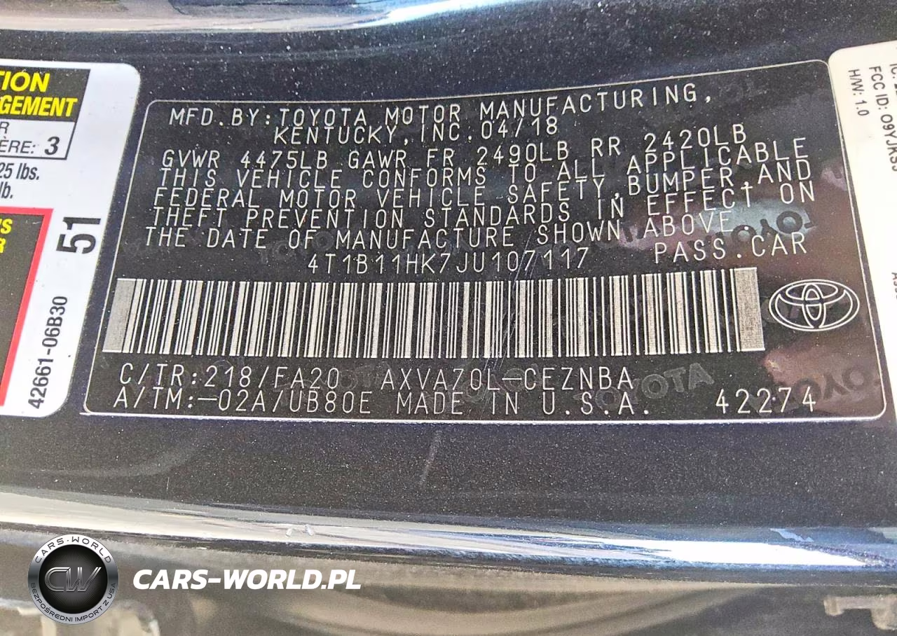 2018 Toyota Camry Le VIN:4T1B11HK7JU107117 - 13