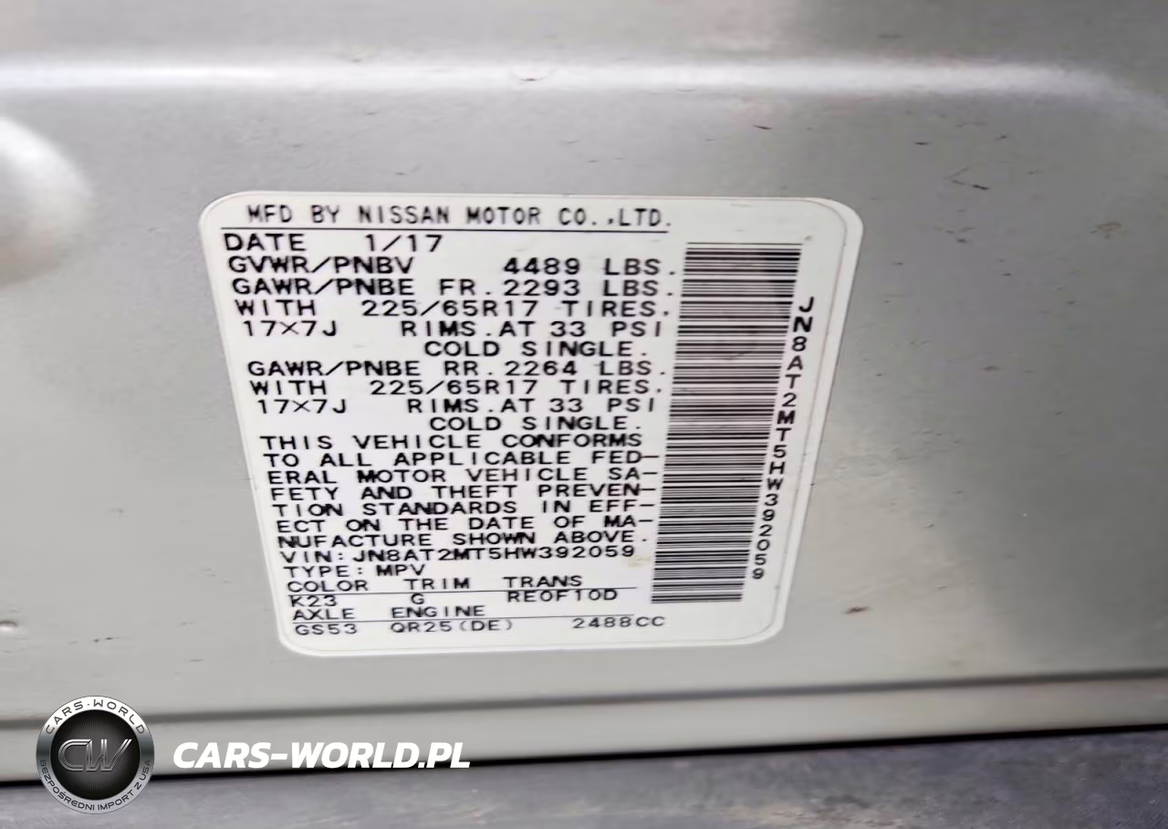 2017 Nissan Rogue Sv VIN:JN8AT2MT5HW392059 - 14