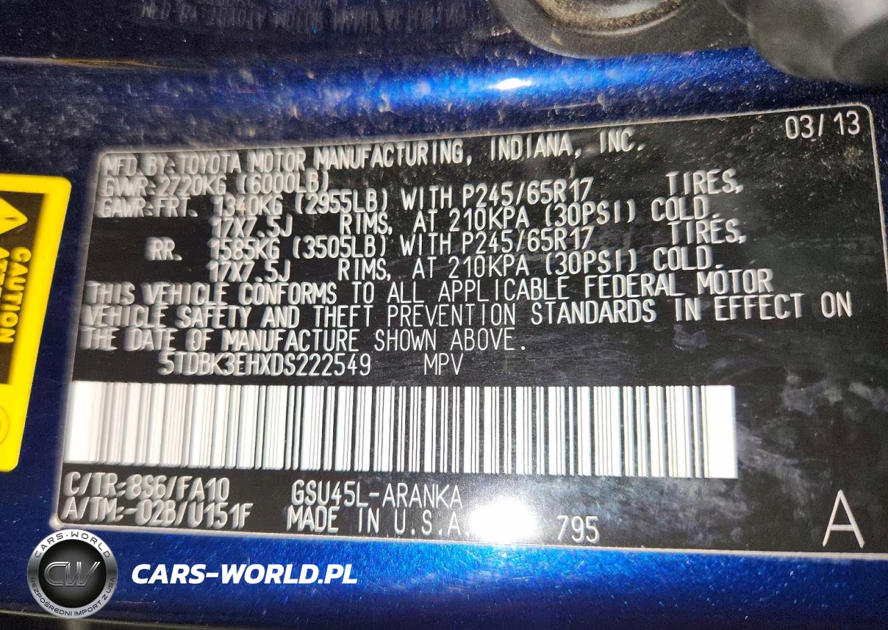 2013 Toyota Highlander Plus VIN:5TDBK3EHXDS222549 - 13