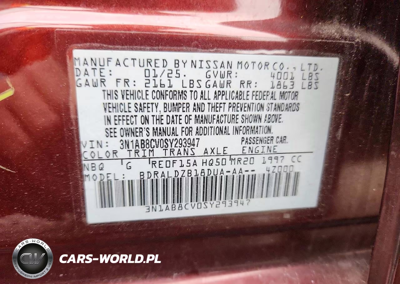 2025 Nissan Sentra Sv VIN:3N1AB8CV0SY293947 - 12
