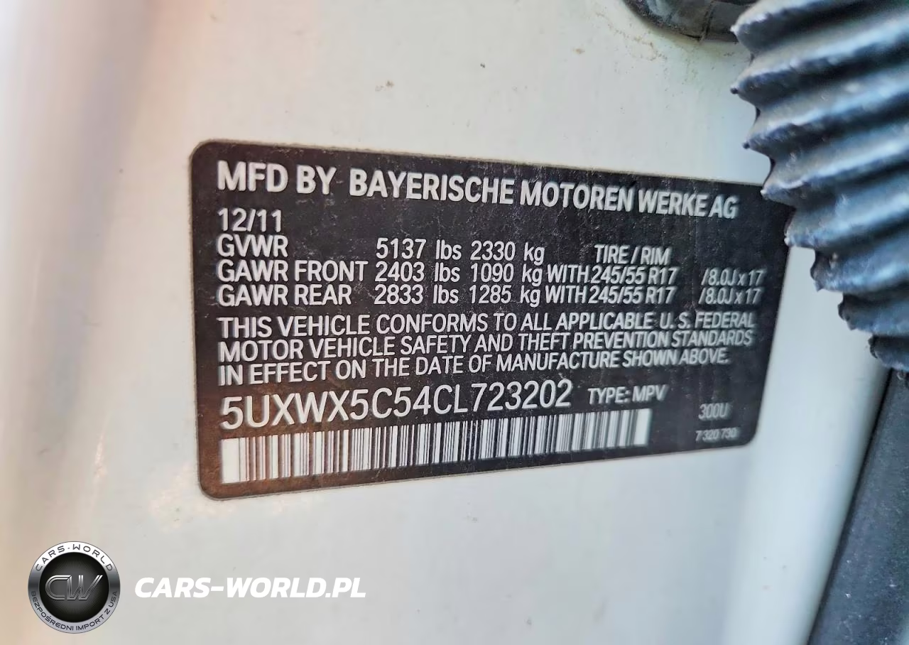 2012 BMW X3 xDrive28I VIN:5UXWX5C54CL723202 - 12
