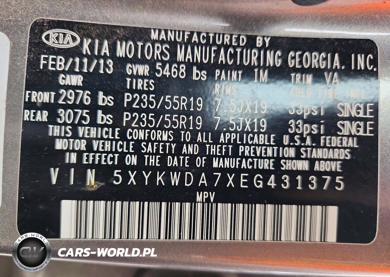 2014 Kia Sorento Sx VIN:5XYKWDA7XEG431375 - 13