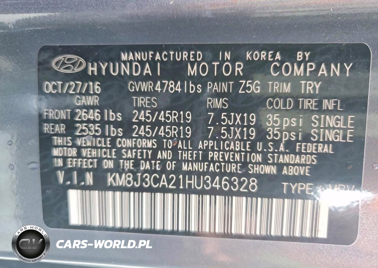 2017 Hyundai Tucson Limited VIN:KM8J3CA21HU346328 - 13