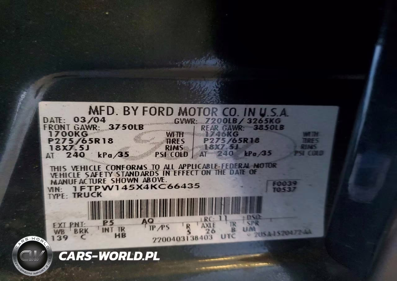 2004 Ford F150 Supercrew VIN:1FTPW145X4KC66435 - 12