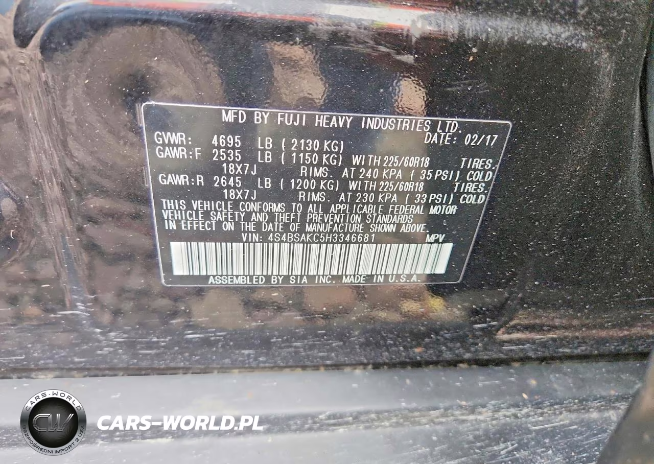 2017 Subaru Outback 2.5I Limited VIN:4S4BSAKC5H3346681 - 13