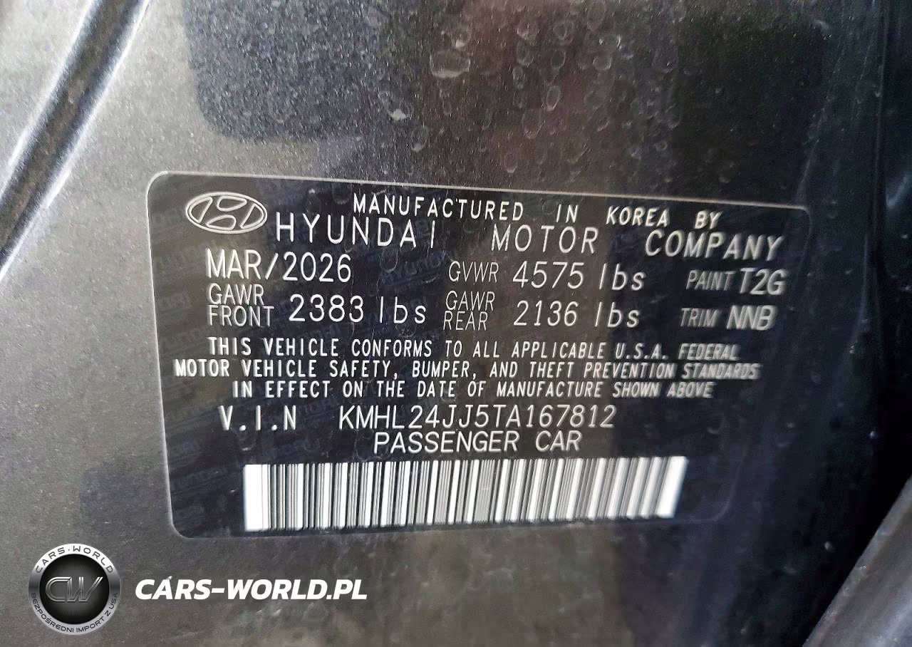 2026 Hyundai Sonata Hybrid Blue VIN:KMHL24JJ5TA167812 - 12