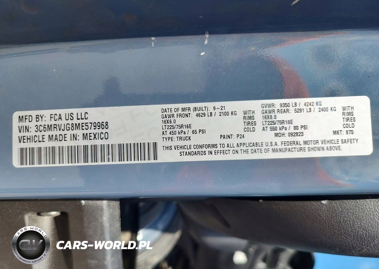 2021 Ram Promaster 3500 3500 High VIN:3C6MRVJG8ME579968 - 13
