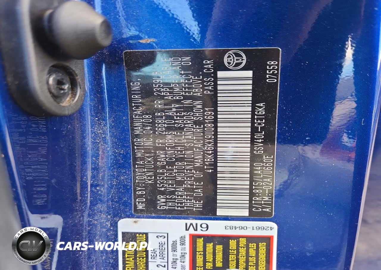 2009 Toyota Camry Xle V6 VIN:4T1BK46KX9U081691 - 12