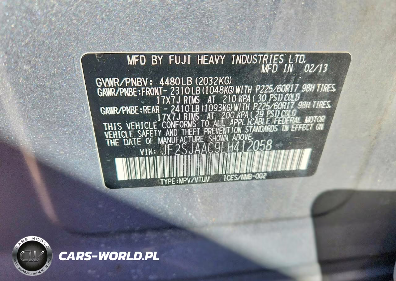 2014 Subaru Forester 2.5I VIN:JF2SJAAC9EH412058 - 13