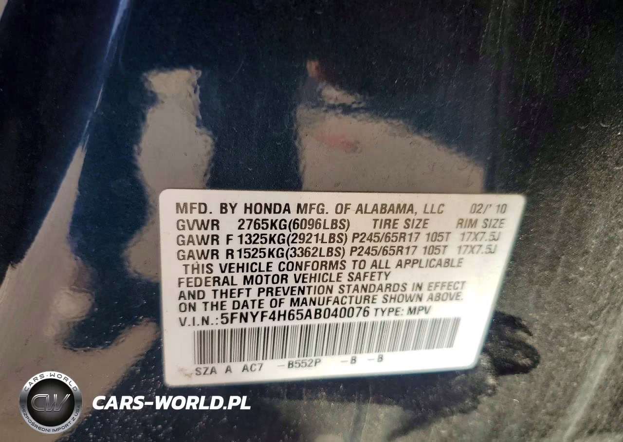 2010 Honda Pilot Exl VIN:5FNYF4H65AB040076 - 13