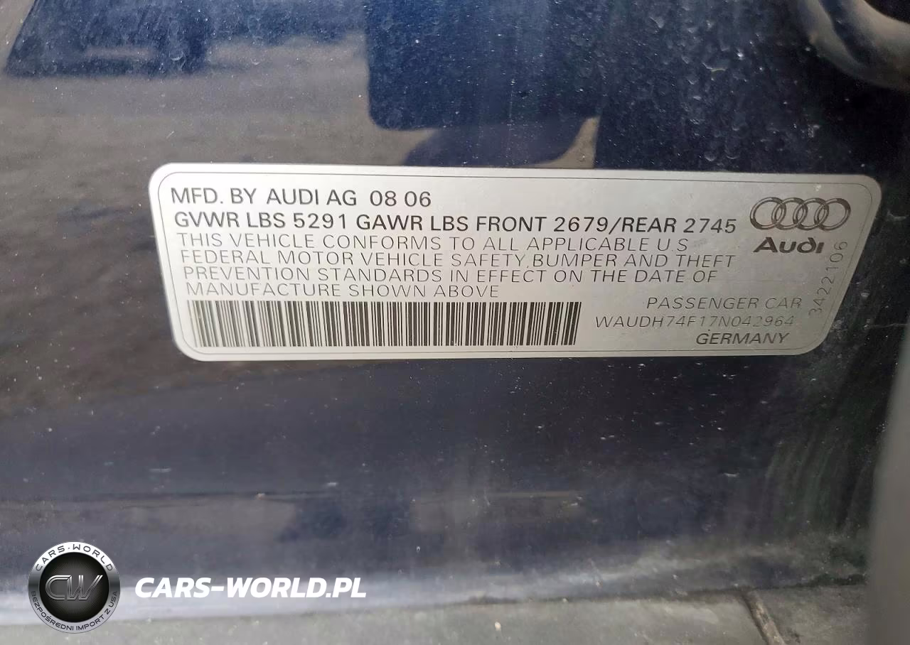 2007 Audi A6 3.2 Quattro VIN:WAUDH74F17N042964 - 12