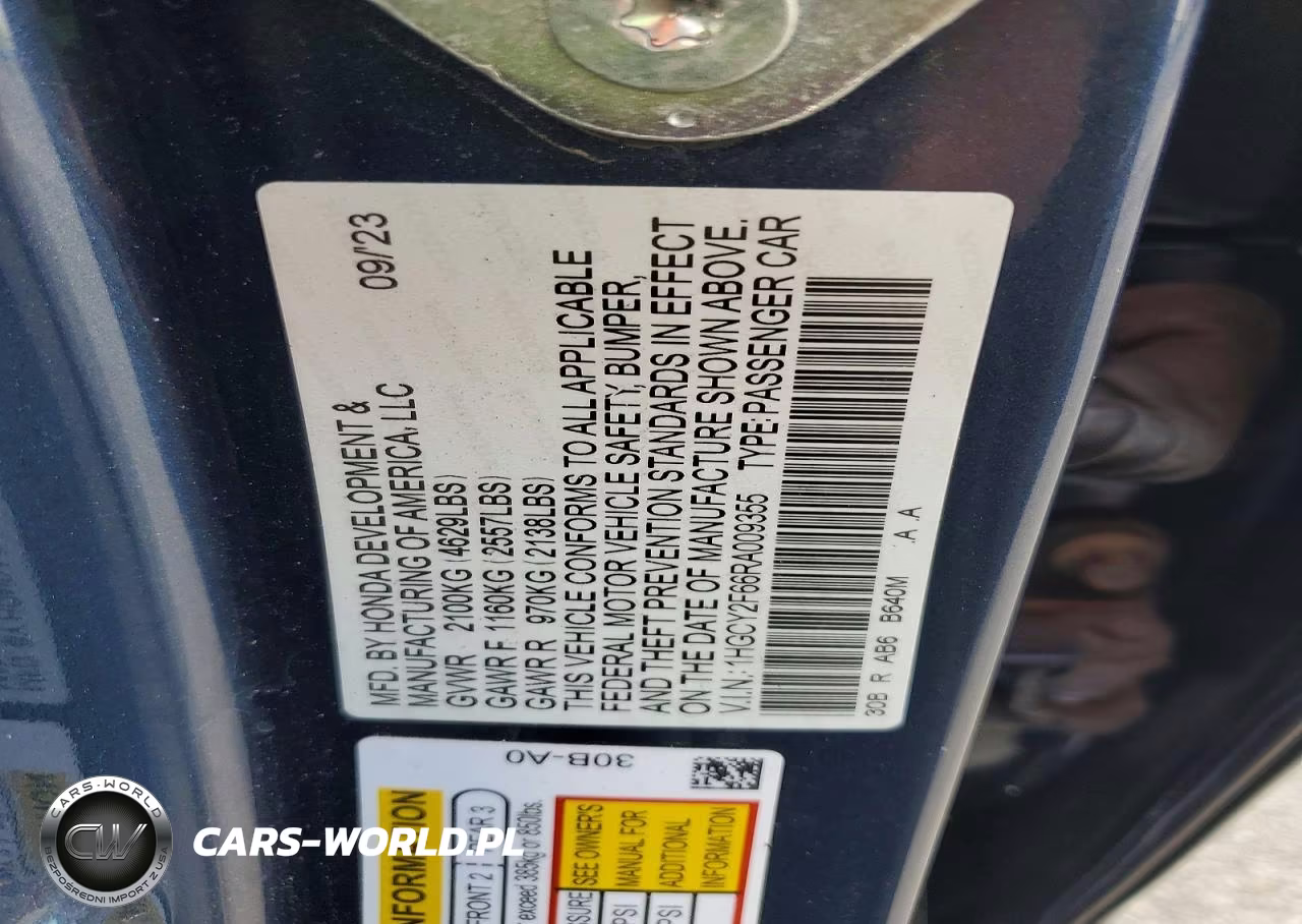 2024 HONDA ACCORD HYBRID EXL VIN:1HGCY2F66RA009355 - 12
