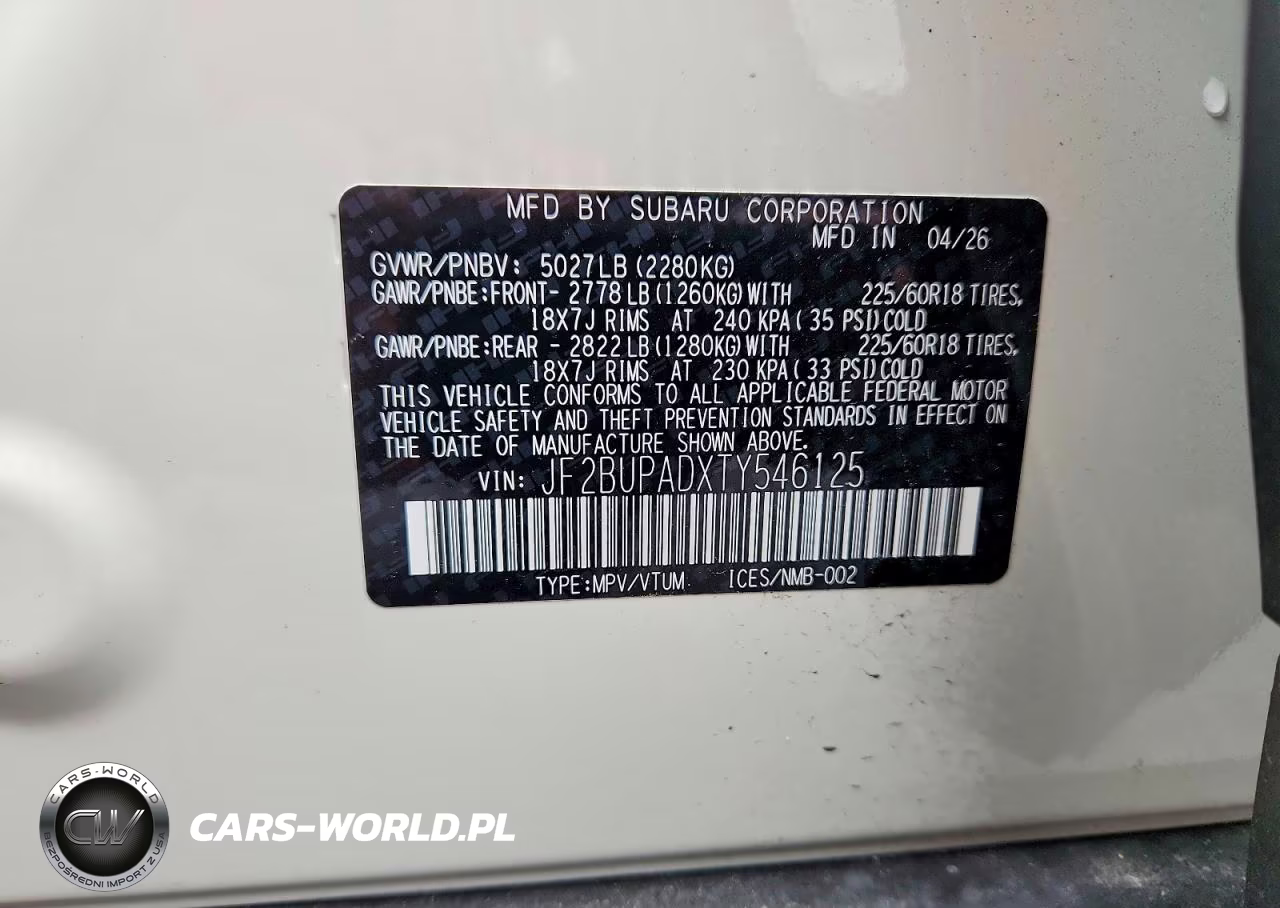 2026 Subaru Outback Premium VIN:JF2BUPADXTY546125 - 13
