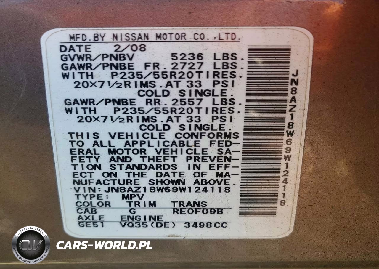 2009 Nissan Murano S VIN:JN8AZ18W69W124118 - 13