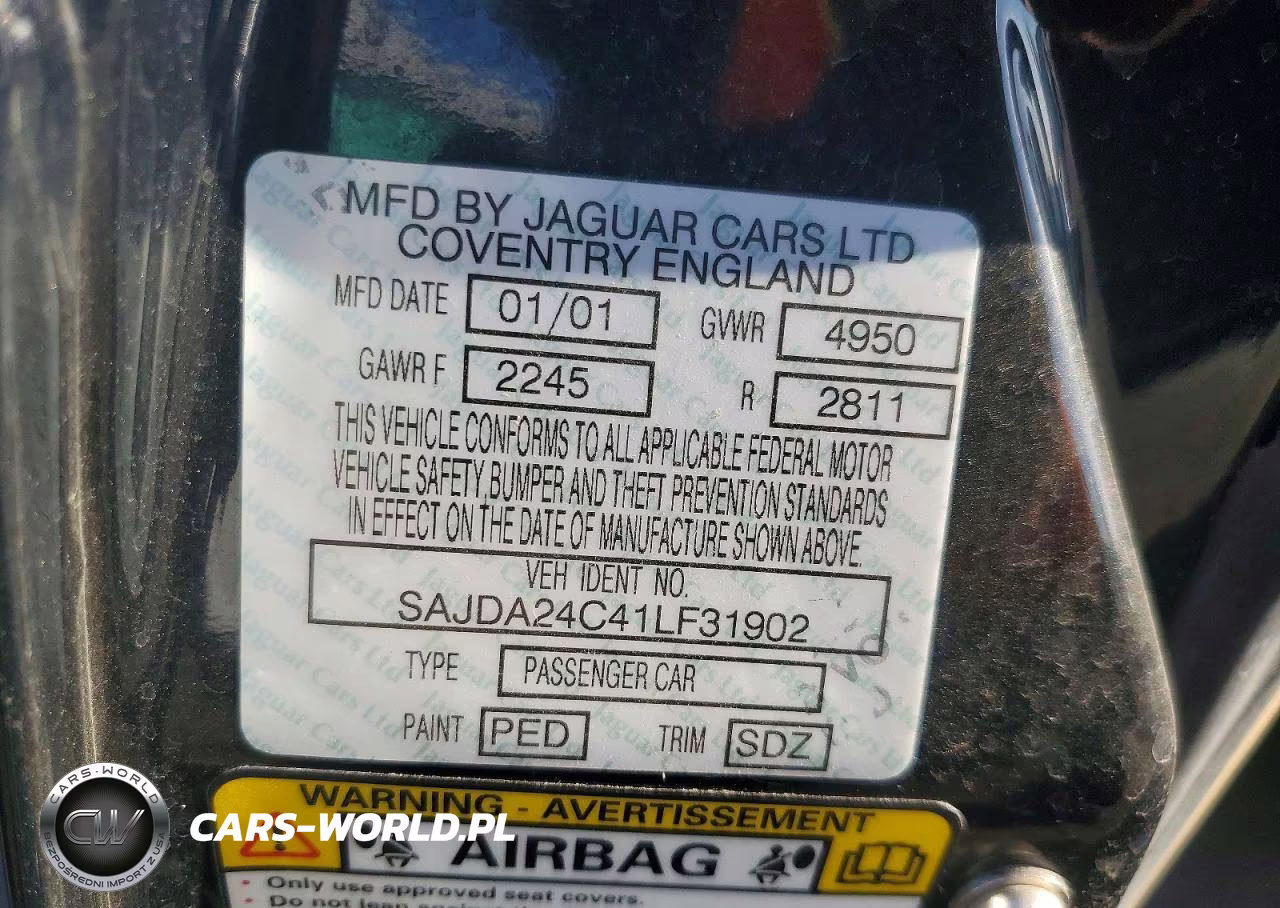 2001 Jaguar Xjr VIN:SAJDA24C41LF31902 - 12
