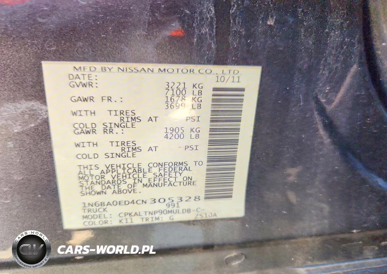 2012 Nissan Titan Sv VIN:1N6BA0ED4CN305328 - 12