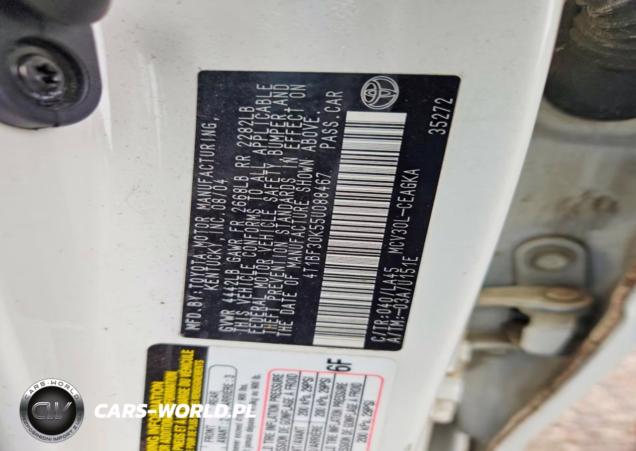 2005 Toyota Camry Xle V6 VIN:4T1BF30K55U088467 - 12