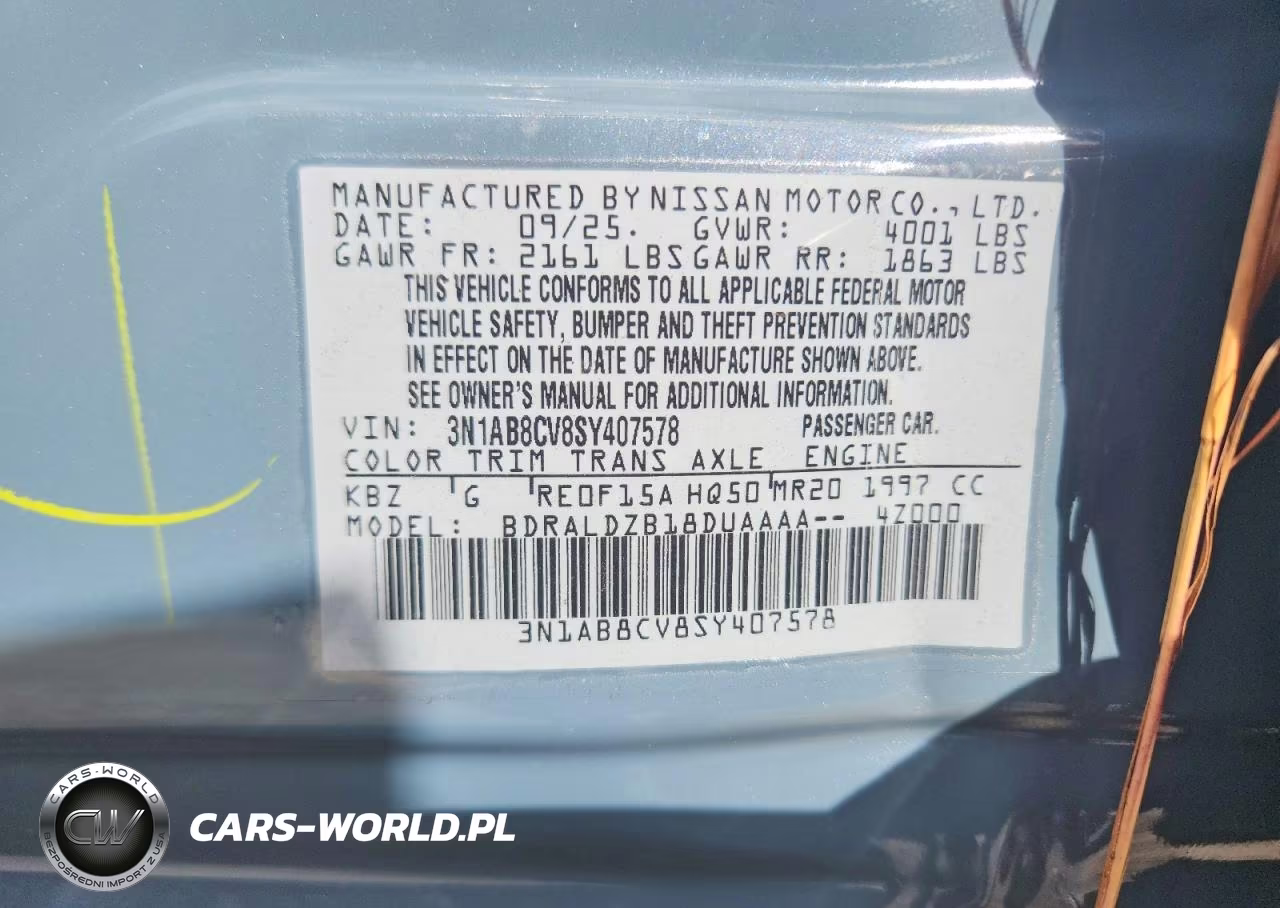 2025 Nissan Sentra Sv VIN:3N1AB8CV8SY407578 - 12