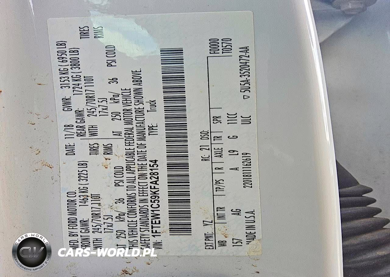 2019 Ford F150 Supercrew VIN:1FTEW1C59KFA28154 - 12