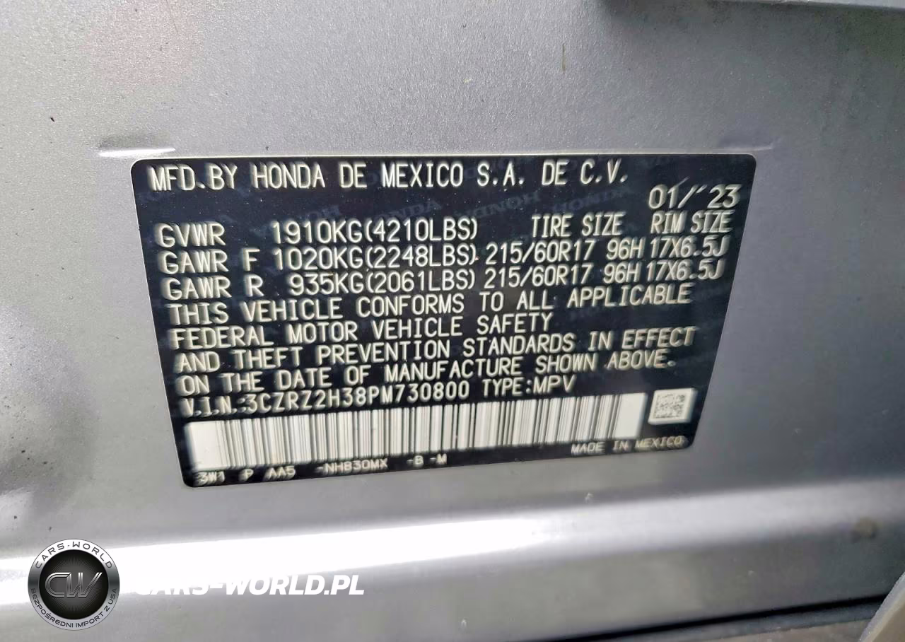 2023 Honda Hr-V Lx VIN:3CZRZ2H38PM730800 - 12