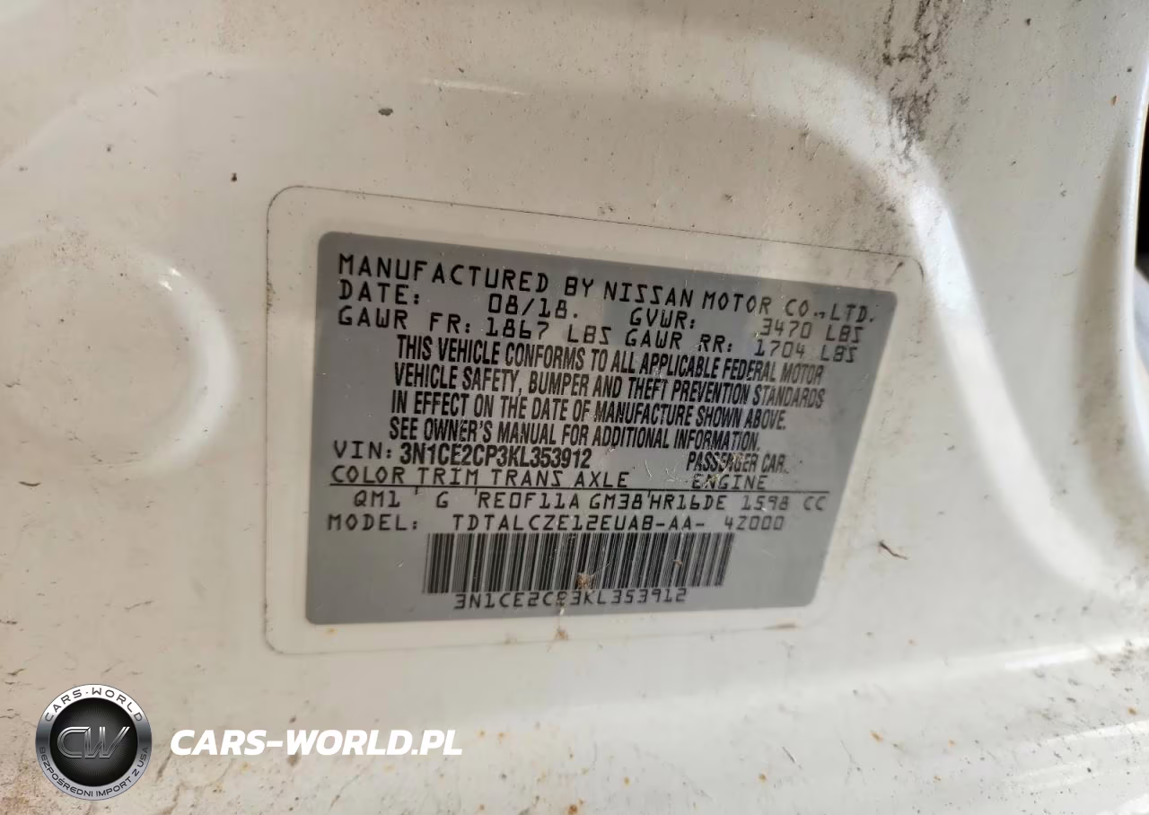 2019 Nissan Versa Note S VIN:3N1CE2CP3KL353912 - 12