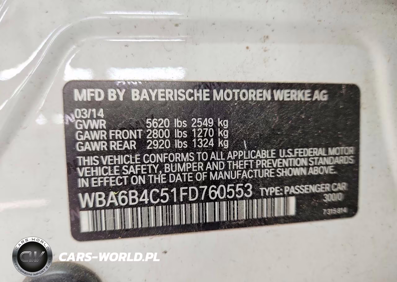2015 BMW Alpina B6 VIN:WBA6B4C51FD760553 - 12