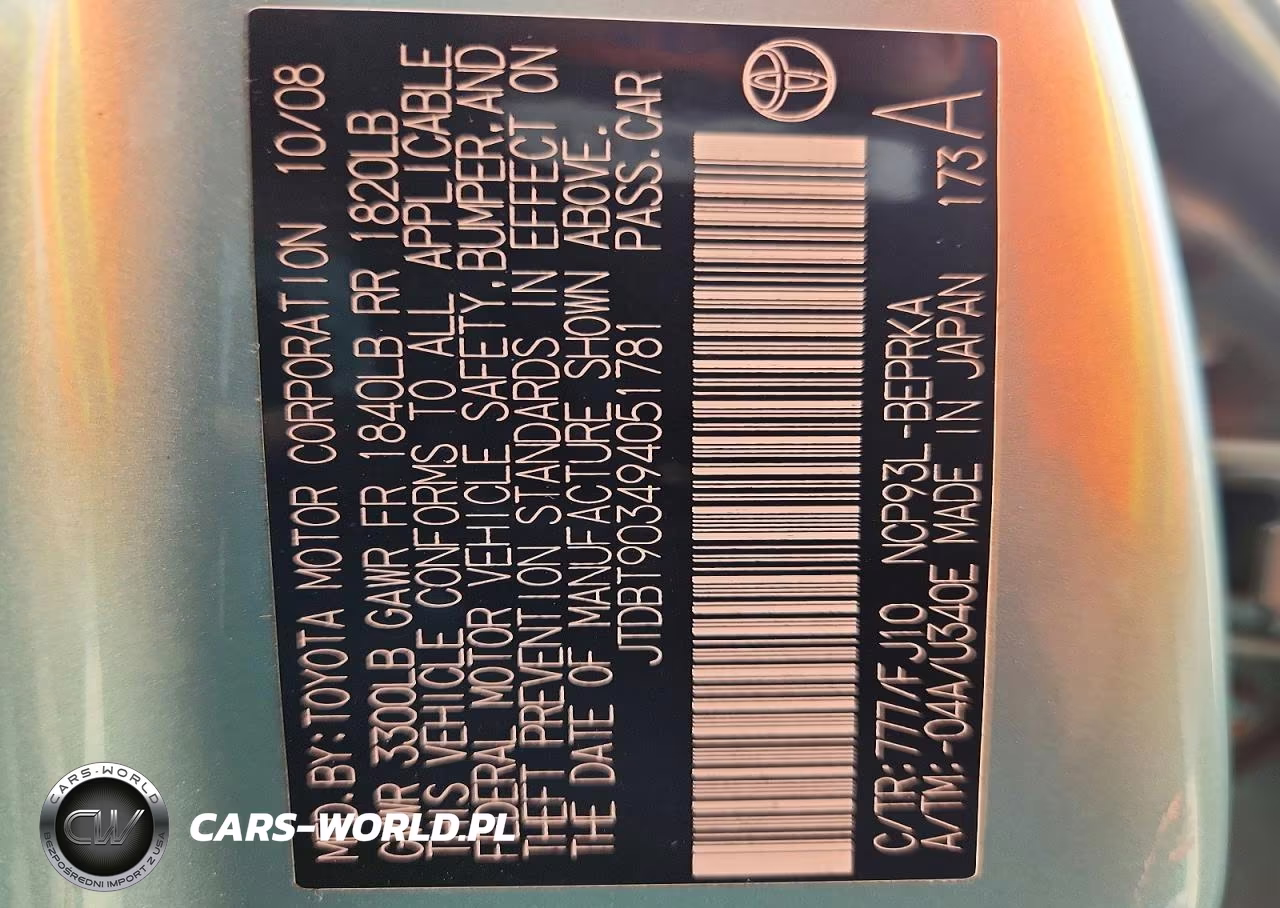 2009 Toyota Yaris Base VIN:JTDBT903494051781 - 13