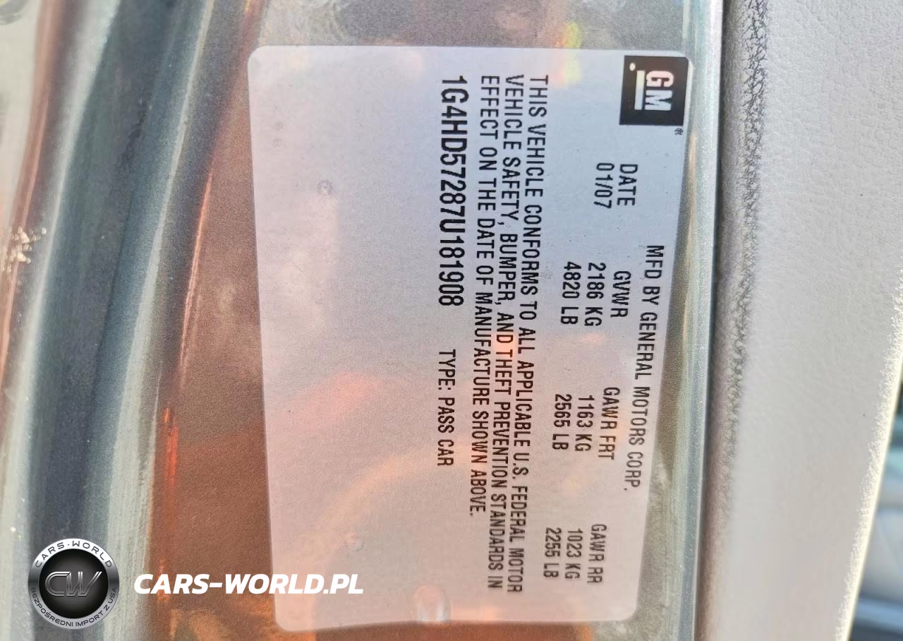 2007 Buick Lucerne Cxl VIN:1G4HD57287U181908 - 12
