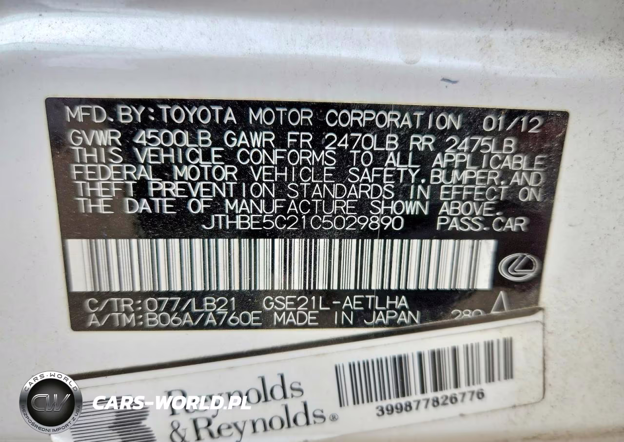 2012 Lexus Is 350 VIN:JTHBE5C21C5029890 - 12