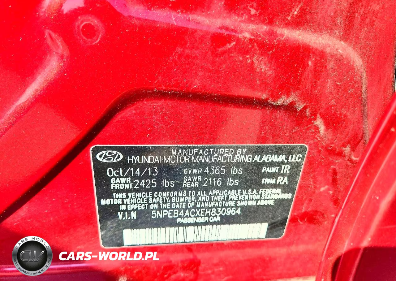 2014 Hyundai Sonata Gls VIN:5NPEB4ACXEH830964 - 12