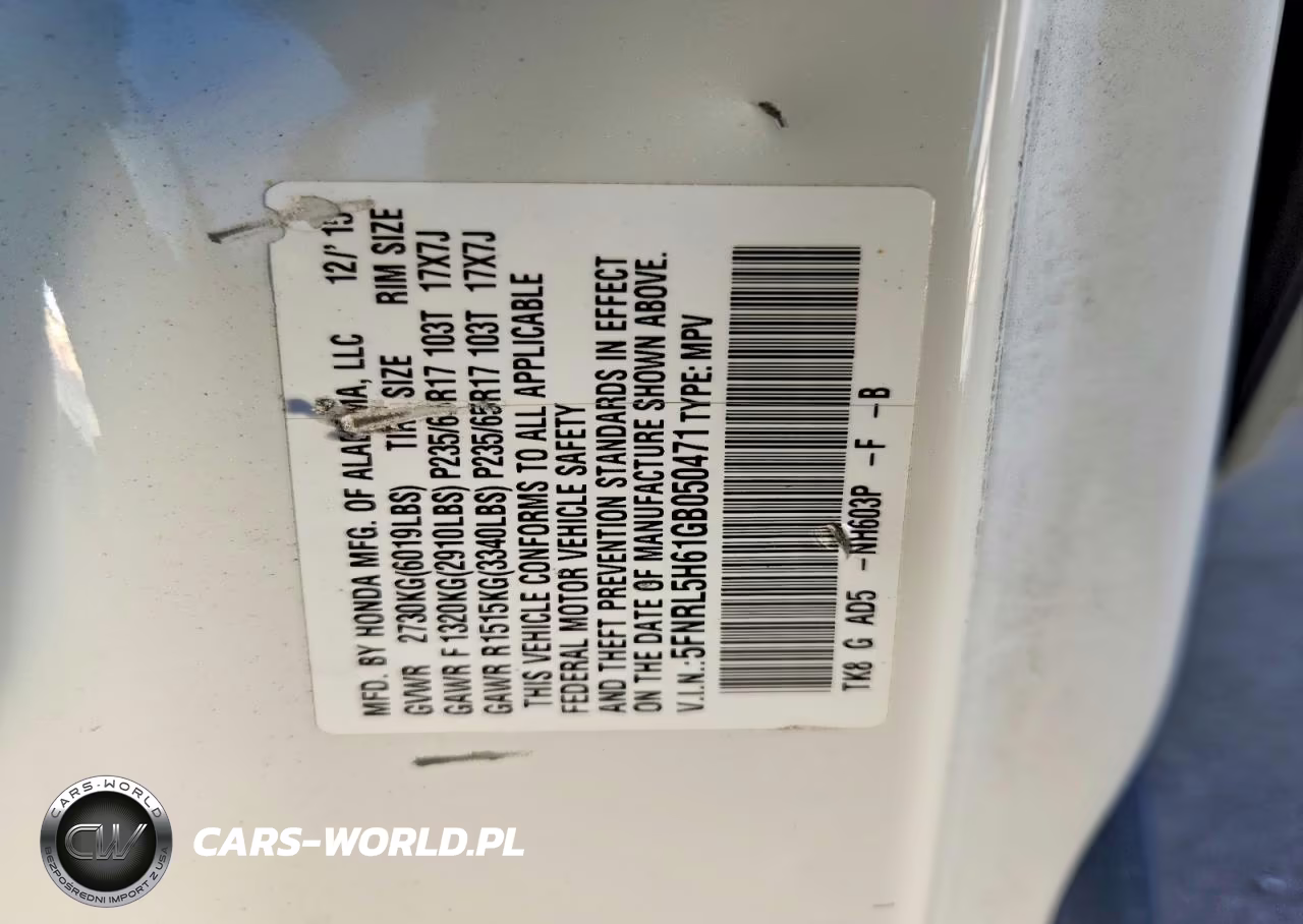 HONDA ODYSSEY EX VIN:5FNRL5H61GB050471 - 14