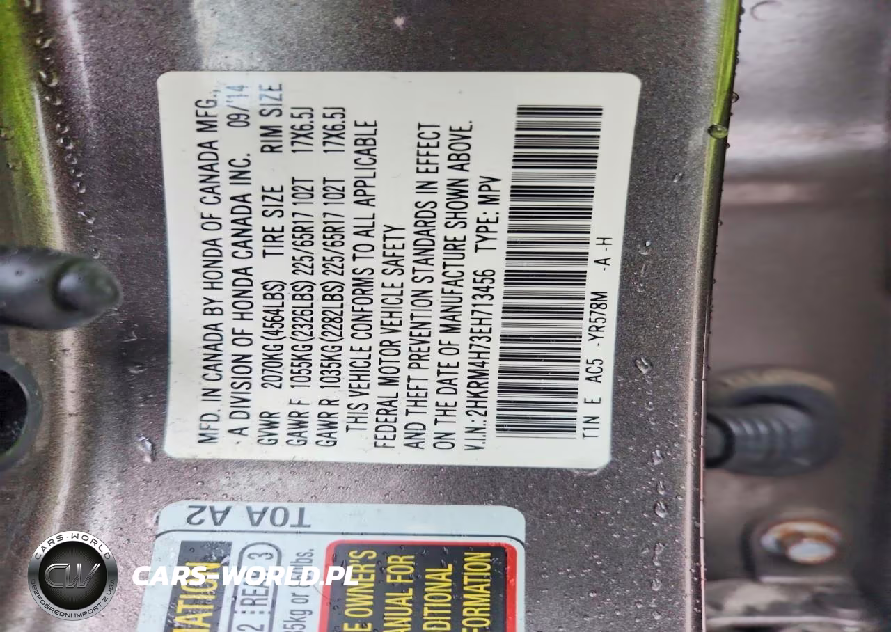 2014 Honda Cr-V Exl VIN:2HKRM4H73EH713456 - 13