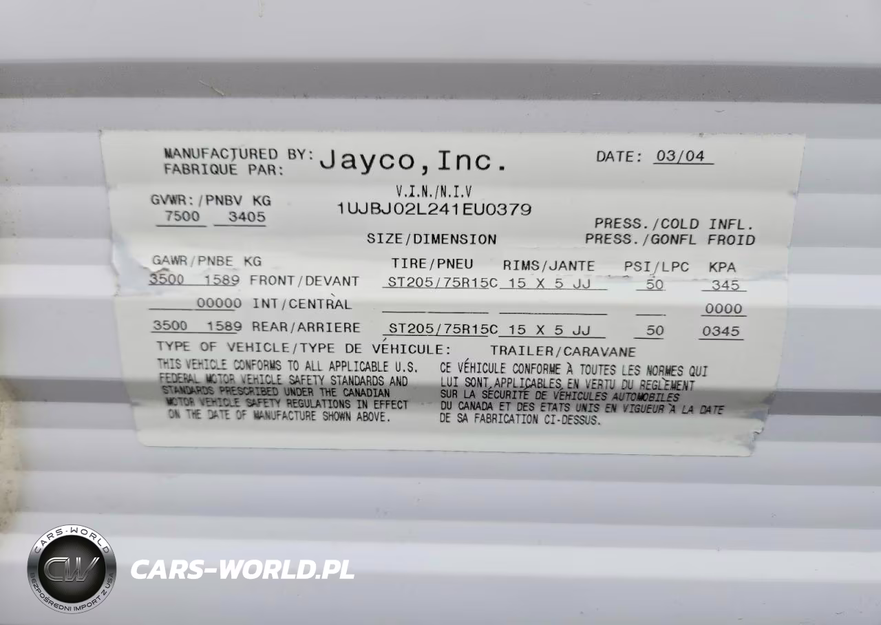 2004 Jayco Rv Trailer VIN:1UJBJ02L241EU0379 - 10