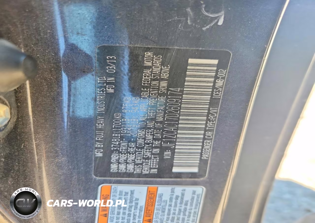 2013 Subaru Brz 2.0 Limited VIN:JF1ZCAC17D2609174 - 12