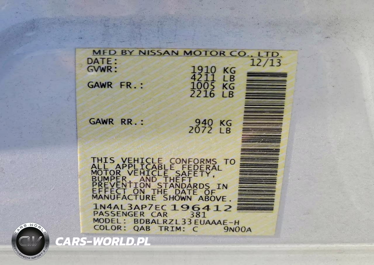 2014 Nissan Altima 2.5 S VIN:1N4AL3AP7EC196412 - 12