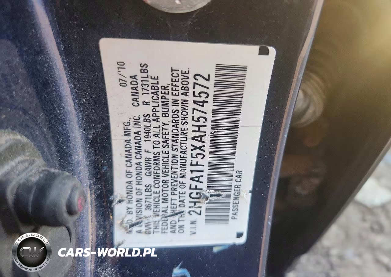 2010 Honda Civic Lx VIN:2HGFA1F5XAH574572 - 12