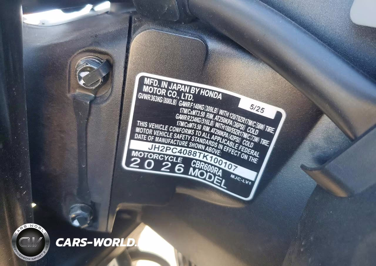2026 Honda Cbr600 Ra VIN:JH2PC4088TK100107 - 8