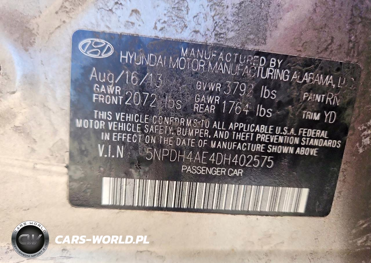 2013 Hyundai Elantra Gls VIN:5NPDH4AE4DH402575 - 13