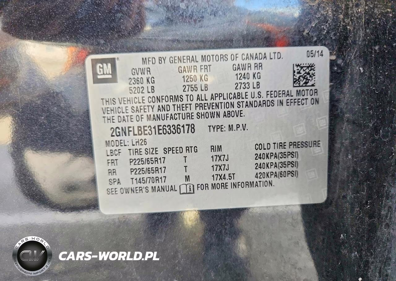2014 Chevrolet Equinox Lt VIN:2GNFLBE31E6336178 - 14