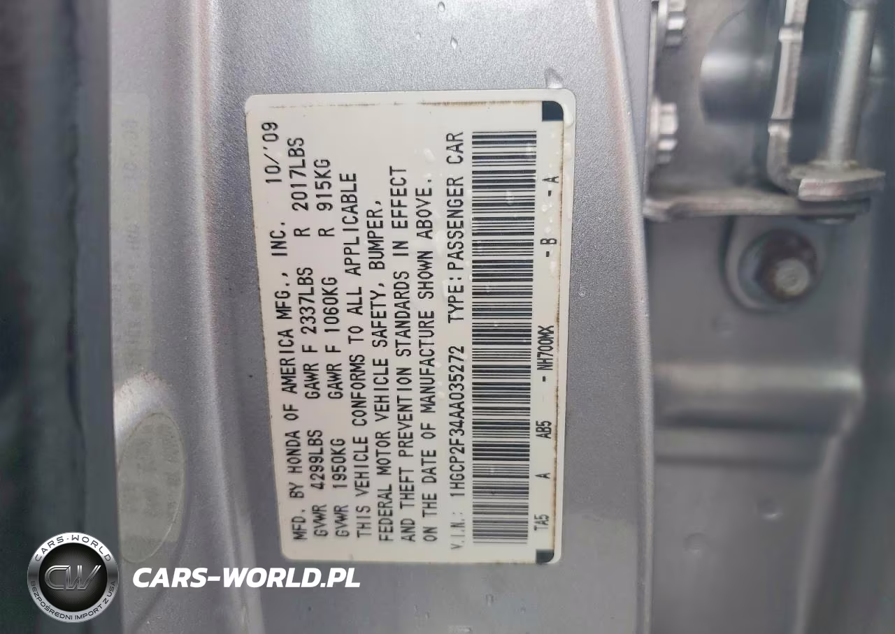 2010 Honda Accord Lx VIN:1HGCP2F34AA035272 - 12